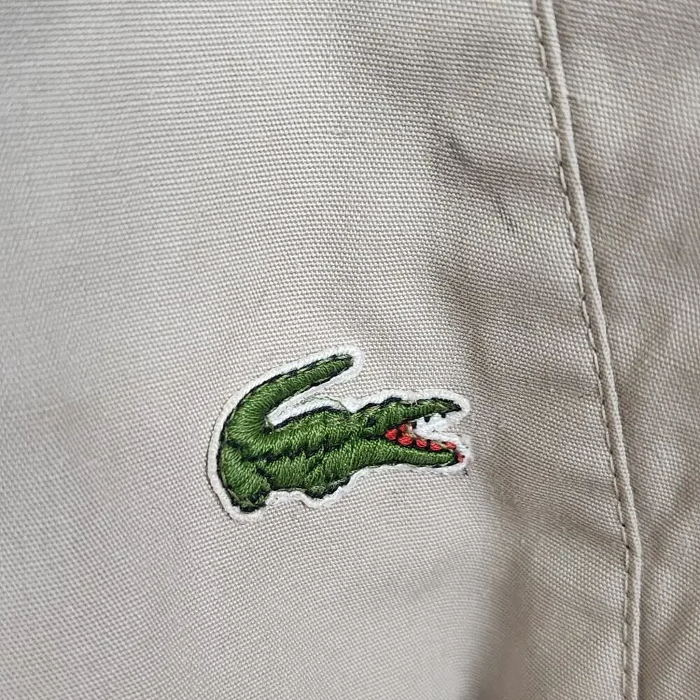 Lacoste Reversible Jacket Men's XL Navy Blue Tan Croc Logo Full Zip Bomber